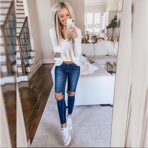 FREE PEOPLE - We The Free Busted Distressed Skinny Ankle Jeans